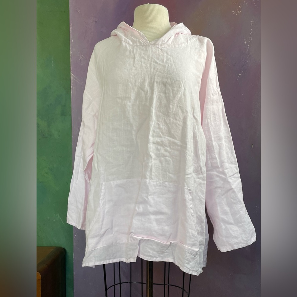 Bryn Walker pale pink linen hoodie tunic size L